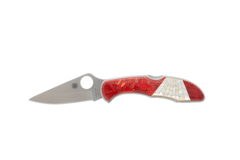Spyderco Delica Plain Blade- Red Coral and Mother of Pearl