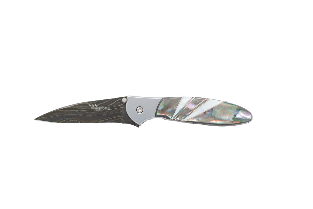 Damascus Blade Kershaw Leek- Black Lip Mother of Pearl and Mother of Pearl