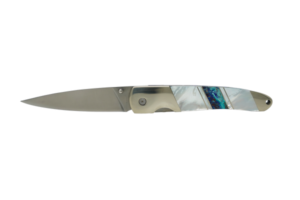 Jewelry Collection Mother of Pearl  - 4"  Stainless Steel Blade Linerlock with pocket clip