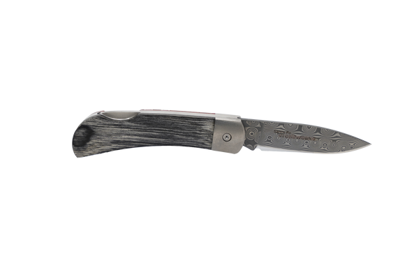 Titanium 3" Damascus Lock Back Fossilized Mammoth Tusk