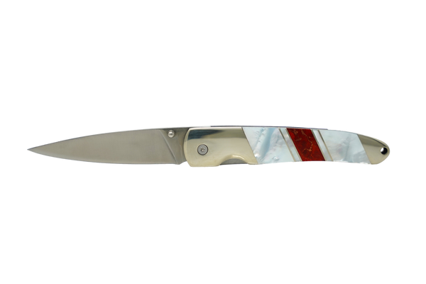 Jewelry Collection Mother of Pearl  - 4"  Stainless Steel Blade Linerlock with pocket clip