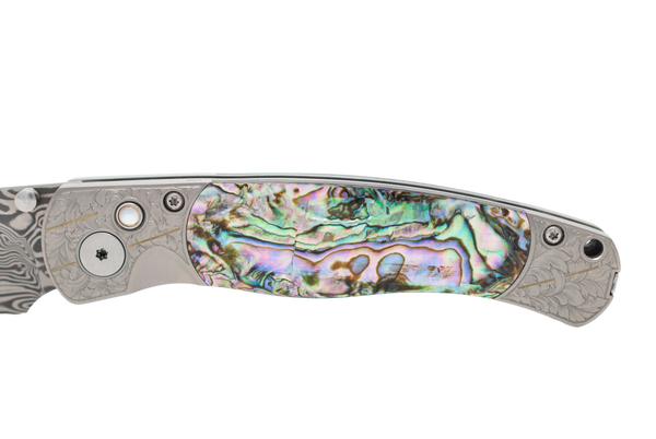Damasteel El Rey - Abalone with hand engraving by R.R Miles