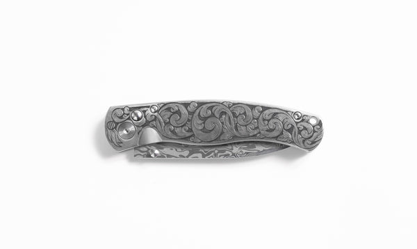 El Rey Damasteel Fully Engraved Solid Ti "Bocs Engraving Floral"