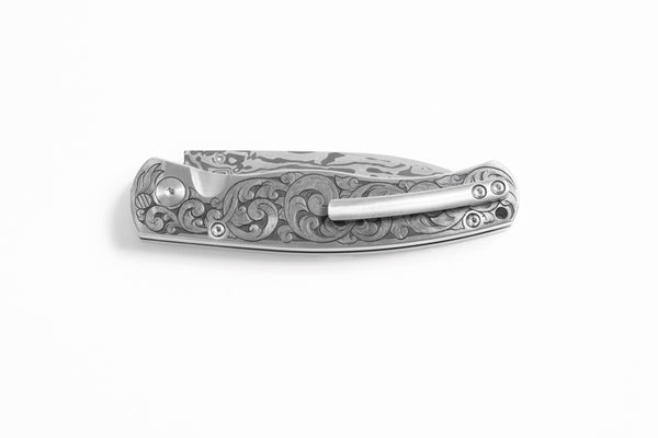 El Rey Damasteel Fully Engraved Solid Ti "Bocs Engraving Floral"