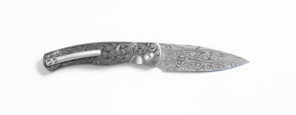 El Rey Damasteel Fully Engraved Solid Ti "Bocs Engraving Floral"