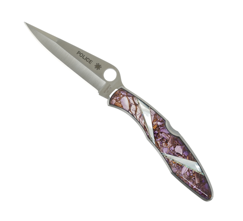 Spyderco Police-Plain blade-Purple Mammoth Tusk Fusion and Mother of Pearl