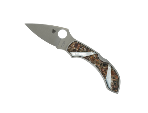 Spyderco Dragonfly-Plain Blade- Compressed Dinosaur Bone and Mother of Pearl