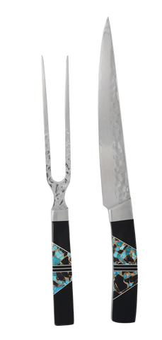 Jewelry Series Carving Set - Blue Turquoise and Obsidian Bronze