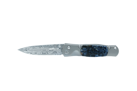 Tesoro Button Lock: Damasteel  Exotic Pietersite w/Pocket Clip