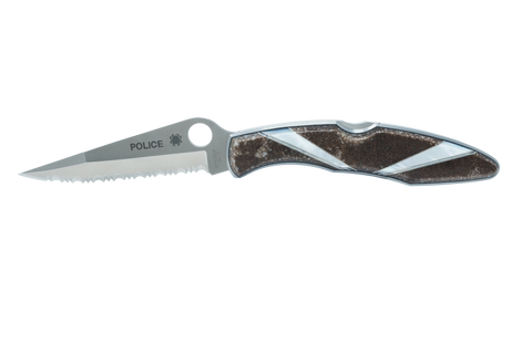 Spyderco Police- Serrated Blade- Dinosaur Bone and Mother of Pearl