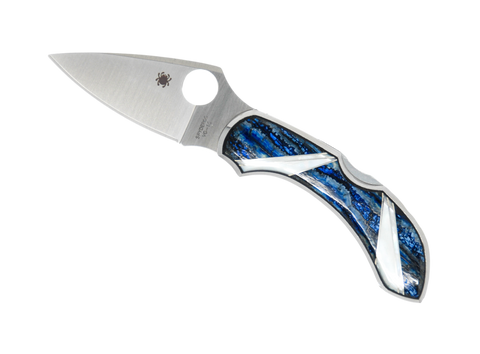 Mammoth Tooth Blue Fusion & Mother of Pearl- Spyderco Dragonfly