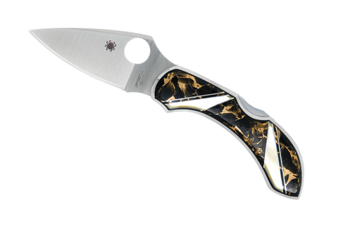 Obsidian with Bronze & Mother of Pearl - Spyderco Dragonfly