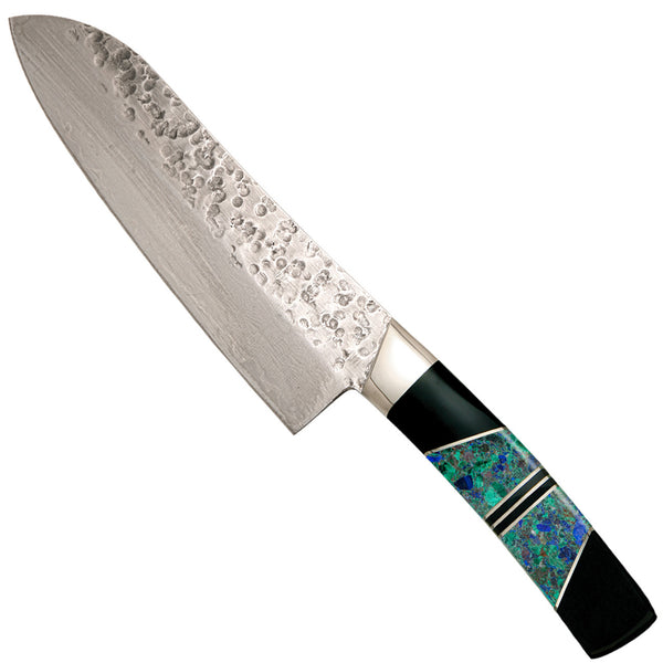 Hammered Damascus Jewelry Collection Santoku 7" Knife