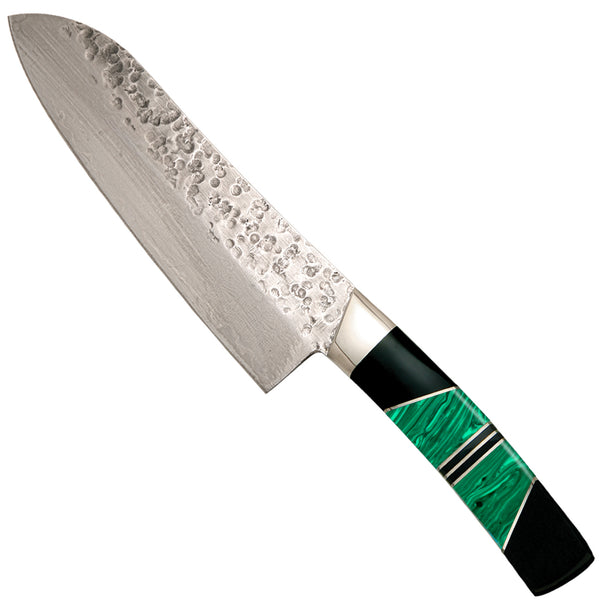 Hammered Damascus Jewelry Collection Santoku 7" Knife