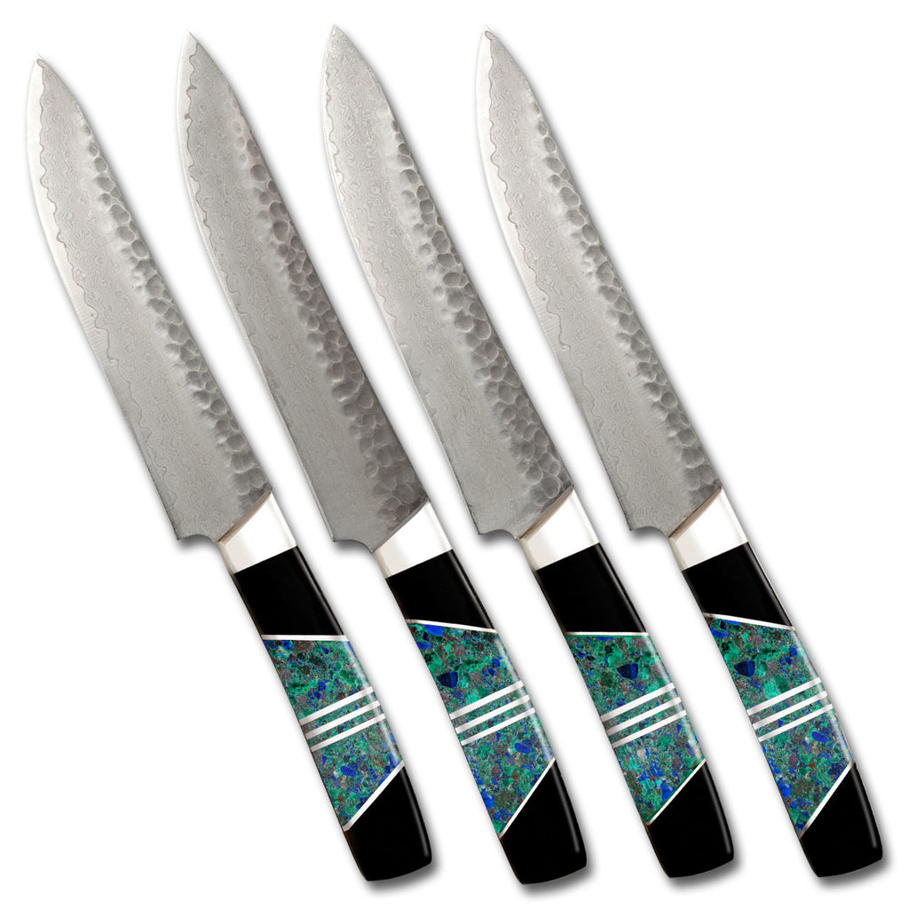 Hammered Damascus Jewelry Collection Steak Knives (set of four)