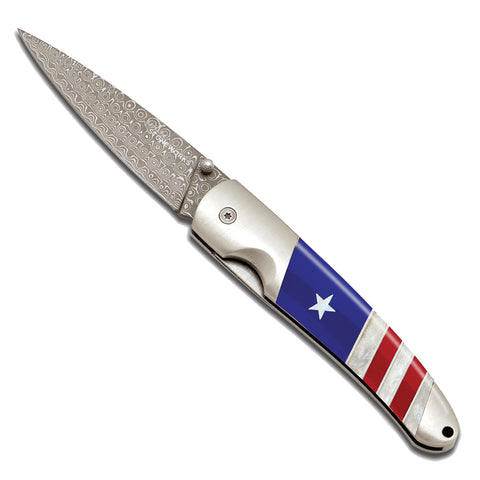 Patriotic Collection 4" Damascus Linerlock Knife