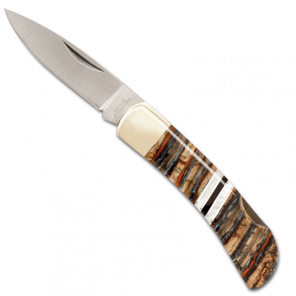 カスタムナイフハンドル材　Mammoth tooth Hammered Damascus Mammoth Tooth Chef's Kitchen Knife
