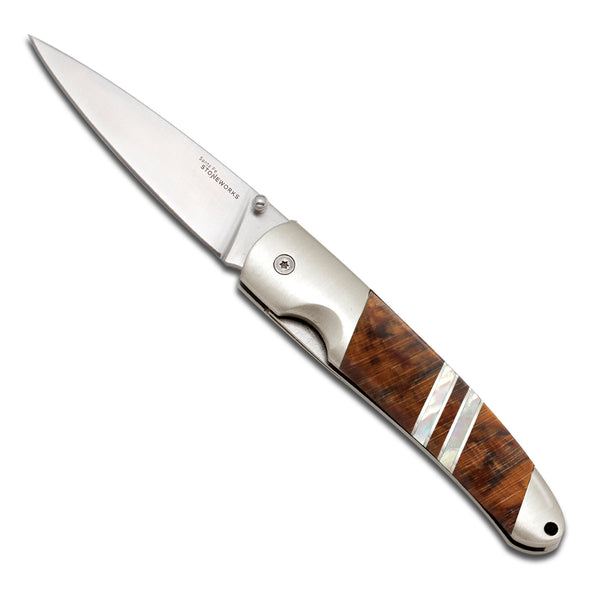 Spalted Beech 4" Liner Lock Knife with Clip