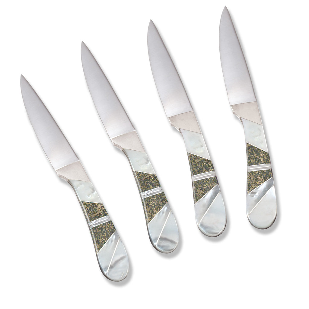 Santa Fe 'Stoneworks - 4 knives set with mother of pearl inlays