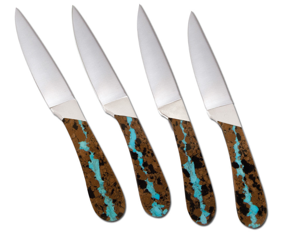 Steak Knives, Set of 6- Blue/Green - Cornelia Park